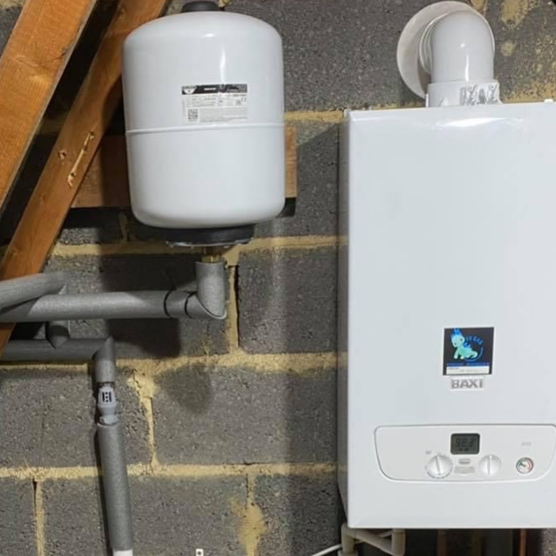 Boiler mounted to a wall